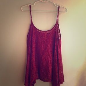 Long maroon lace shirt